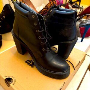 Dr. Martens Black Lace Up Boots Durable Leather